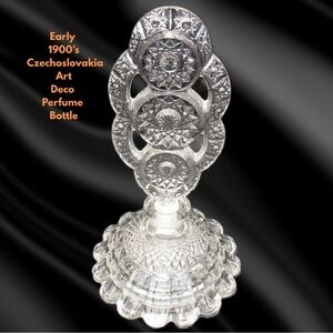 Embossed Glass Perfume Bottle With Original Reticulated Starburst Stopper